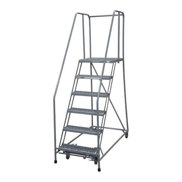 90 in H Steel Rolling Ladder, 6 Steps
