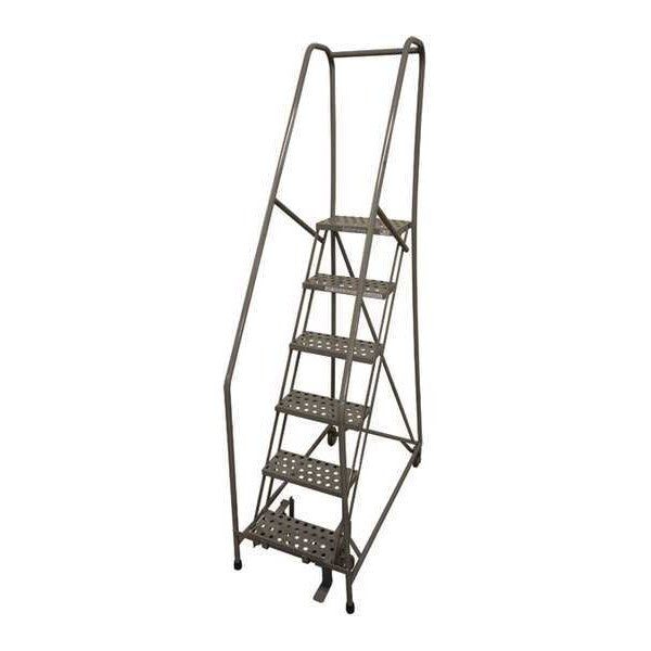 90 in H Steel Rolling Ladder, 6 Steps