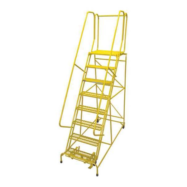 110 in H Steel Rolling Ladder, 8 Steps