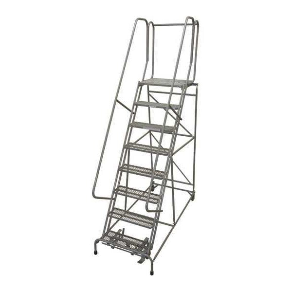 110 in H Steel Rolling Ladder, 8 Steps
