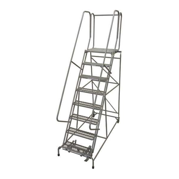 110 in H Steel Rolling Ladder, 8 Steps