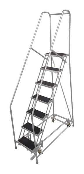 100 in H Steel Rolling Ladder, 7 Steps