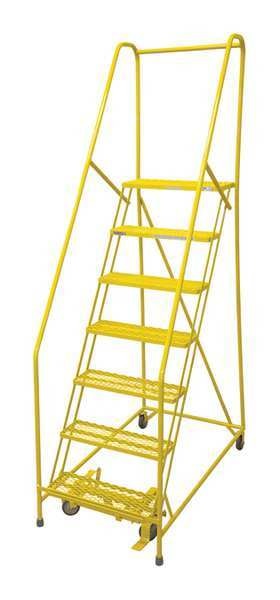 100 in H Steel Rolling Ladder, 7 Steps