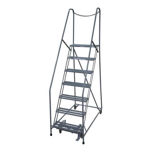 100 in H Steel Rolling Ladder, 7 Steps