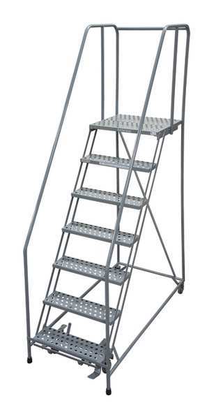 100 in H Steel Rolling Ladder, 7 Steps