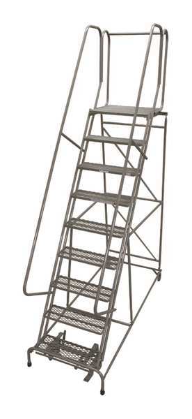 120 in H Steel Rolling Ladder, 9 Steps