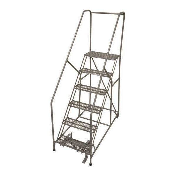 90 in H Steel Rolling Ladder, 6 Steps