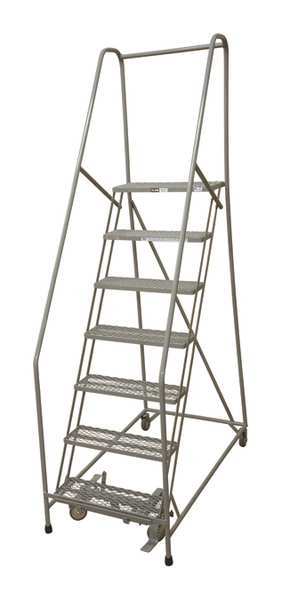 100 in H Steel Rolling Ladder, 7 Steps