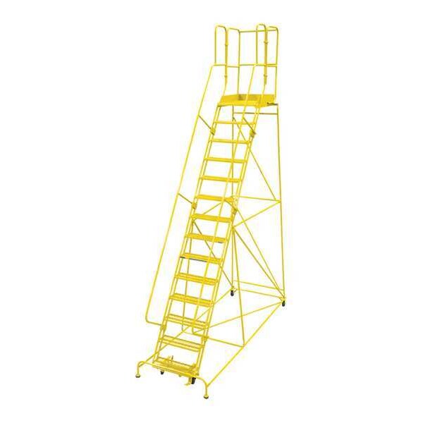 182 in H Steel Rolling Ladder, 14 Steps