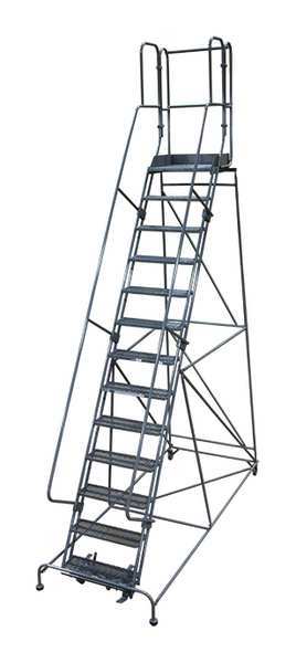 172 in H Steel Rolling Ladder, 13 Steps