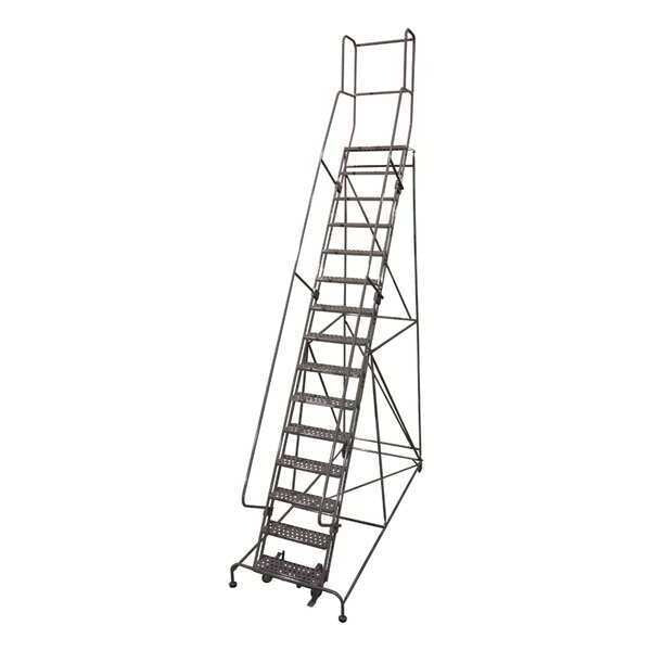 192 in H Steel Rolling Ladder, 15 Steps