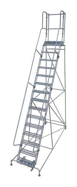192 in H Steel Rolling Ladder, 15 Steps