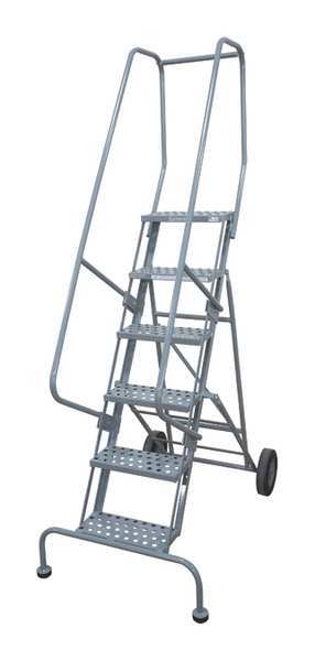 90 in H Steel Rolling Ladder, 6 Steps