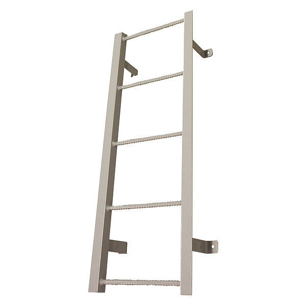 4 ft 7 in Fixed Ladder, Steel, 5 Steps, Side Step Exit, Powder Coated Finish