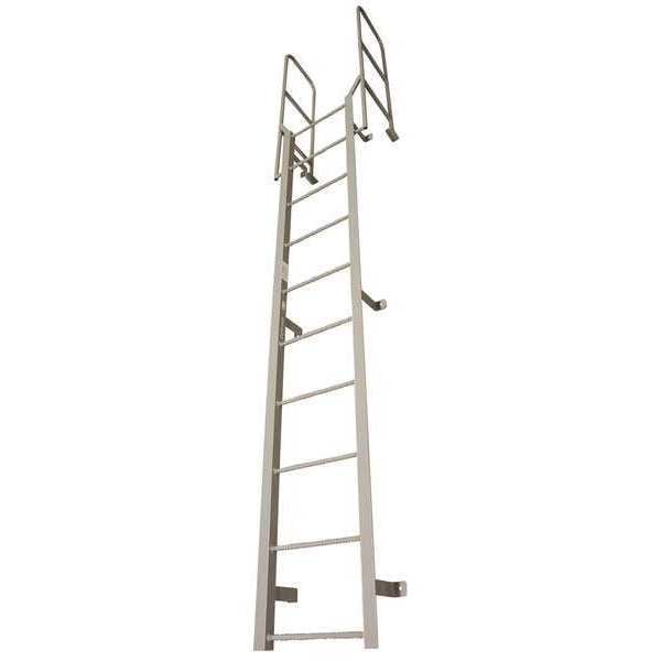 10 ft Fixed Ladder, Steel, 7 Steps, Forward Exit, Powder Coated Finish
