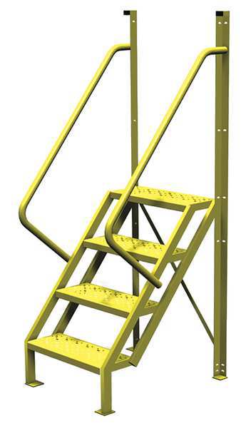 92 in Ladder, Steel, 4 Steps, Yellow Powder Coated Finish