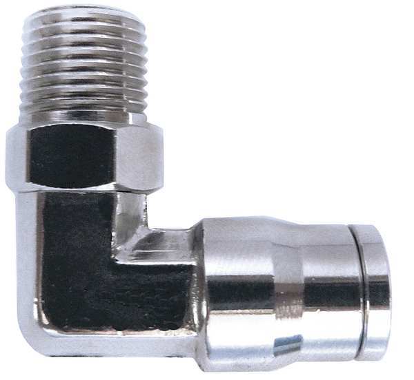 Nickel Plated Brass Male Elbow, 90 Degrees, 1/4 in Tube Size