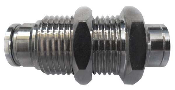Nickel Plated Brass Bulkhead Union, 1/4 in Tube Size