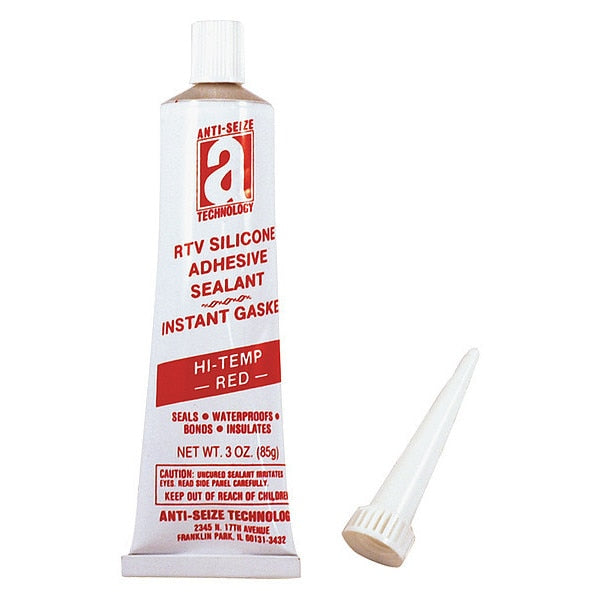 Waterproof RTV Silicone Sealant, 3 oz, Red, Temp Range -85 to 450 Degrees F