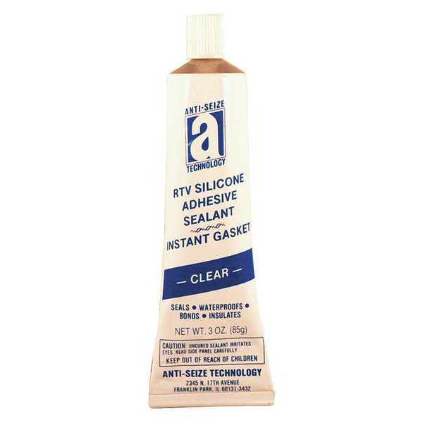 Waterproof RTV Silicone Sealant, 3 oz, Clear, Temp Range -75 to 450 Degrees F