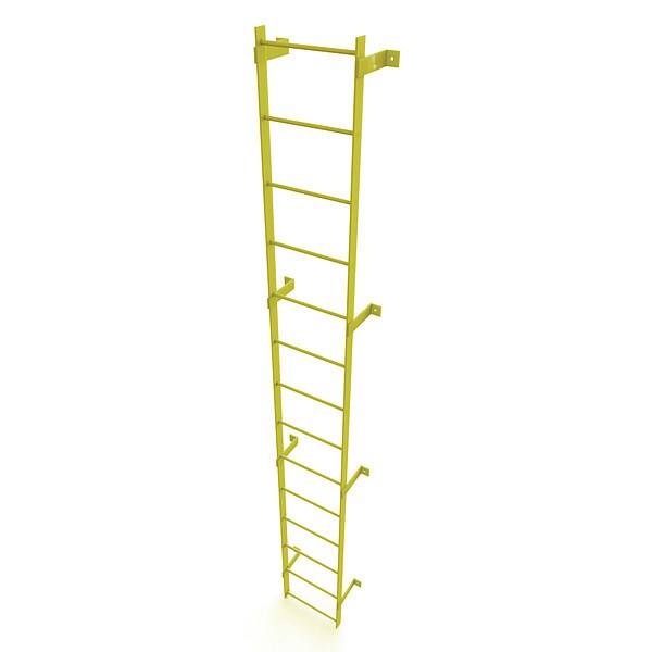 13 ft. Ladder, Steel, Standard Fixed, 14-Rung, Steel, 14 Steps, Safety Yellow Finish