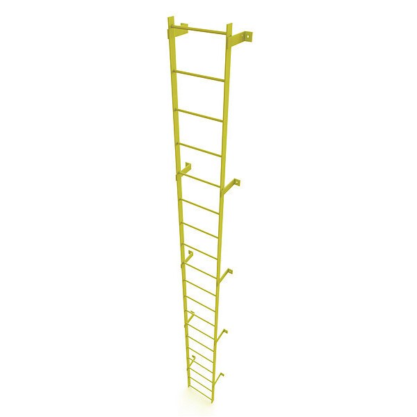 18 ft. Ladder, Steel, Standard Fixed, 19-Rung, Steel, 19 Steps, Safety Yellow Finish