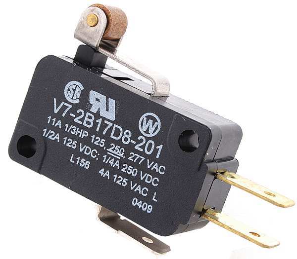 Miniature Snap Action Switch, Lever, Roller, Short Actuator, SPDT, 3A @ 240V AC Contact Rating