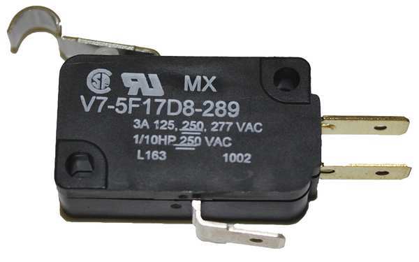 Miniature Snap Action Switch, Lever, Simulated Roller Actuator, SPDT, 3A @ 240V AC Contact Rating