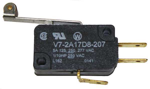 Miniature Snap Action Switch, Lever, Roller Actuator, SPDT, 5A @ 240V AC Contact Rating