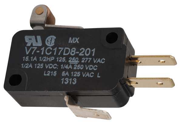 Miniature Snap Action Switch, Lever, Roller, Short Actuator, SPDT, 15A @ 240V AC Contact Rating