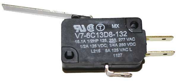 Miniature Snap Action Switch, Lever, Long Actuator, SPDT, 15A @ 240V AC Contact Rating