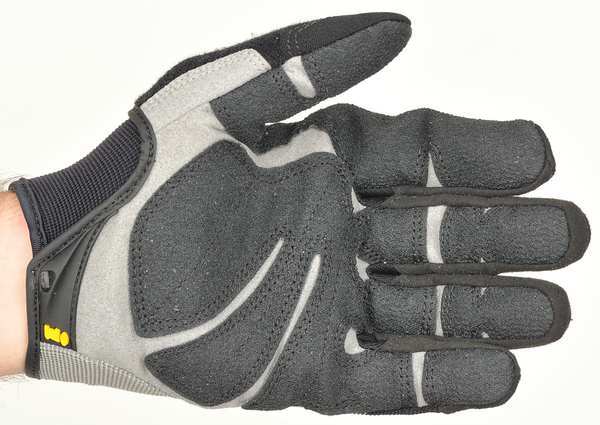 Mechanics Gloves, 2XL, Black, Single Layer Seamless with Sewn Duraclad(TM) Patches