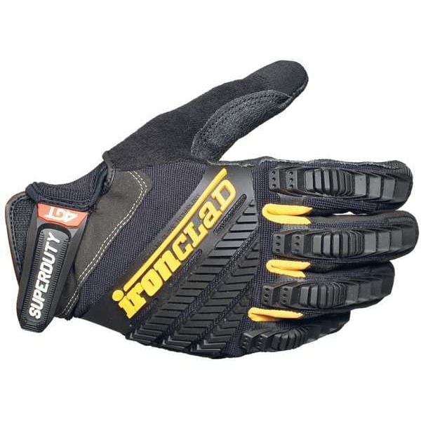 Mechanics Gloves, XL, Black, Single Layer Seamless with Sewn Duraclad(TM) Patches