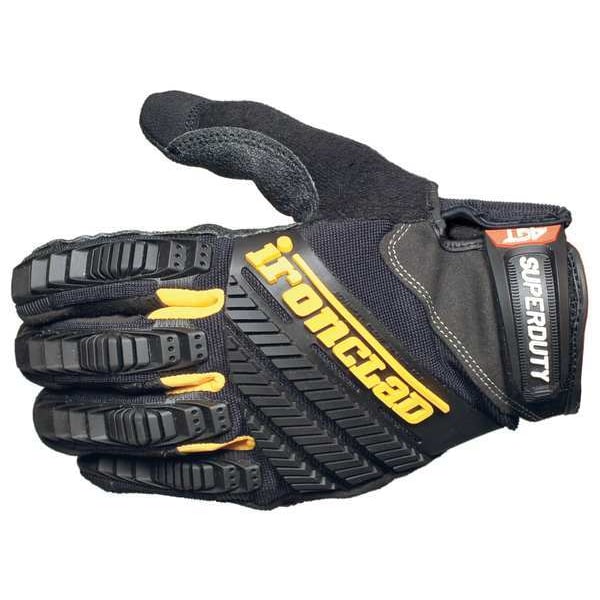 Mechanics Gloves, XL, Black, Single Layer Seamless with Sewn Duraclad(TM) Patches