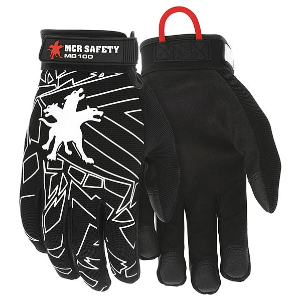 Mechanics Gloves, 2XL, Black, Fabric