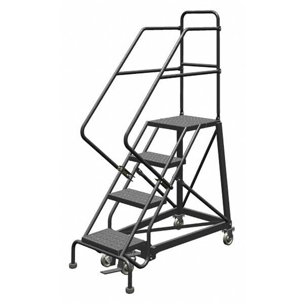 76 in H Steel Rolling Ladder, 4 Steps