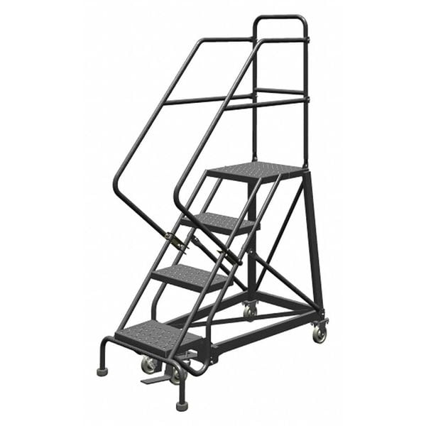 76 in H Steel Rolling Ladder, 4 Steps