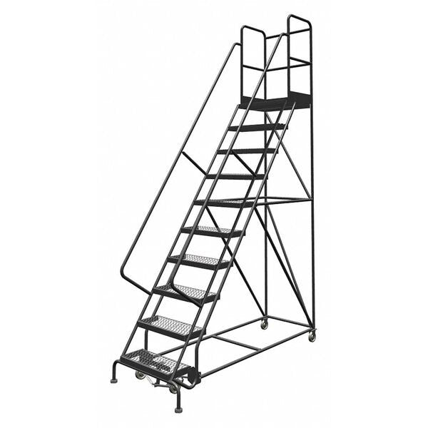 136 in H Steel Rolling Ladder, 10 Steps