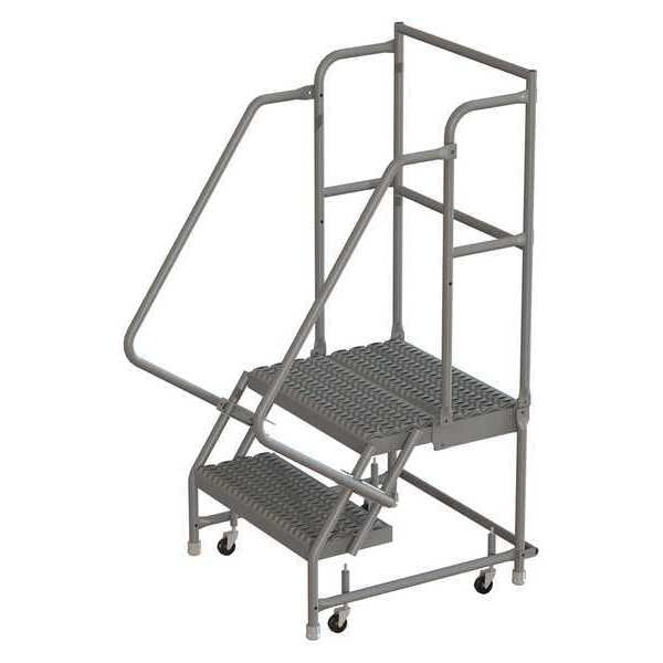 56 in H Steel Rolling Ladder, 2 Steps