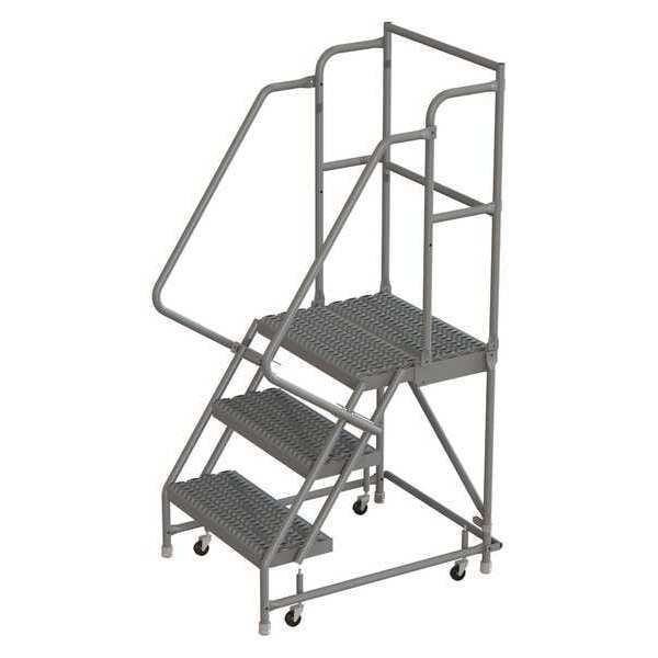 66 in H Steel Rolling Ladder, 3 Steps