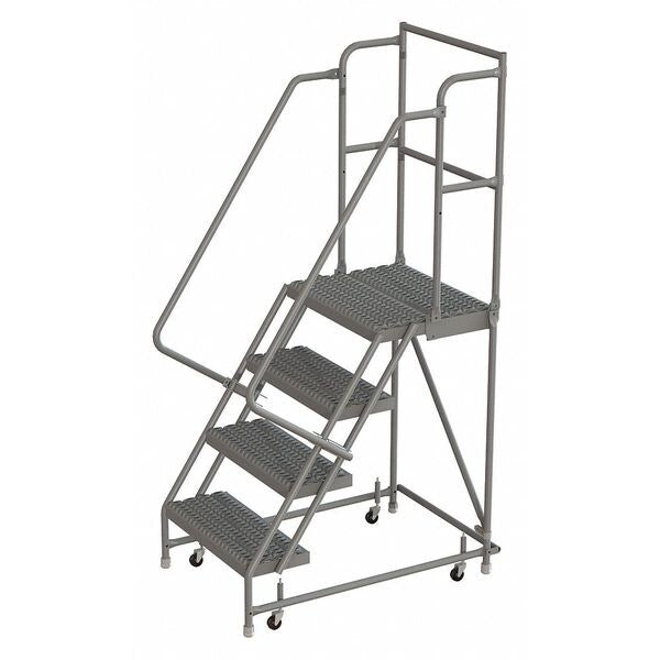 76 in H Steel Rolling Ladder, 4 Steps