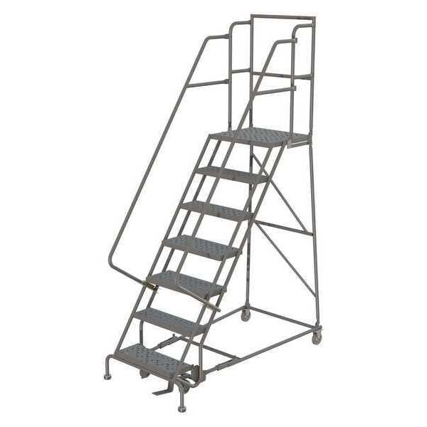 106 in H Steel Rolling Ladder, 7 Steps