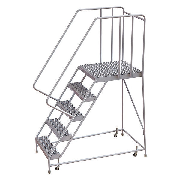 82 in H Aluminum Rolling Ladder, 5 Steps