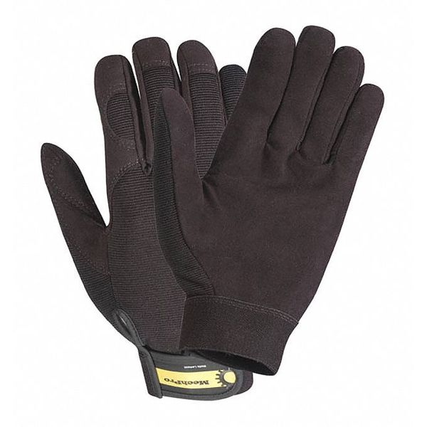 Mechanics Gloves, S, Black, Heavy Duty Ribbed Knit Fabric