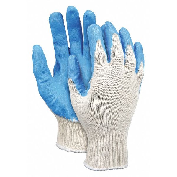 Latex Coated Gloves, Palm Coverage, Blue/White, S, 12PK