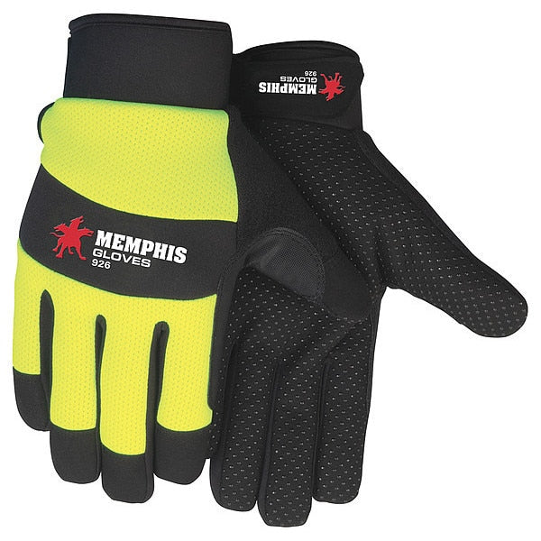 Hi-Vis Cold Protection Mechanics Gloves, S, Black/Yellow