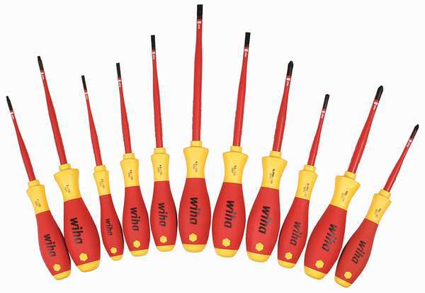 Insulated Screwdriver Set, Slotted/Phillips, Square, 11 pcs