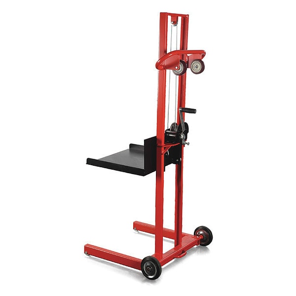 Manual Platform Lift Truck, Manual, 500 lb Load Capacity, Hand Winch Lift Control