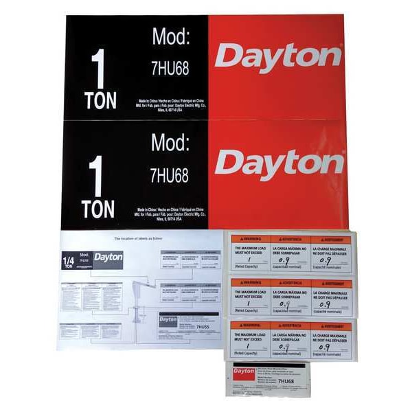 Jib Crane Label Kit, For Use With 7HU68