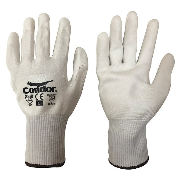 Cut Resistant Coated Gloves, A2 Cut Level, Polyurethane, M, 1 PR